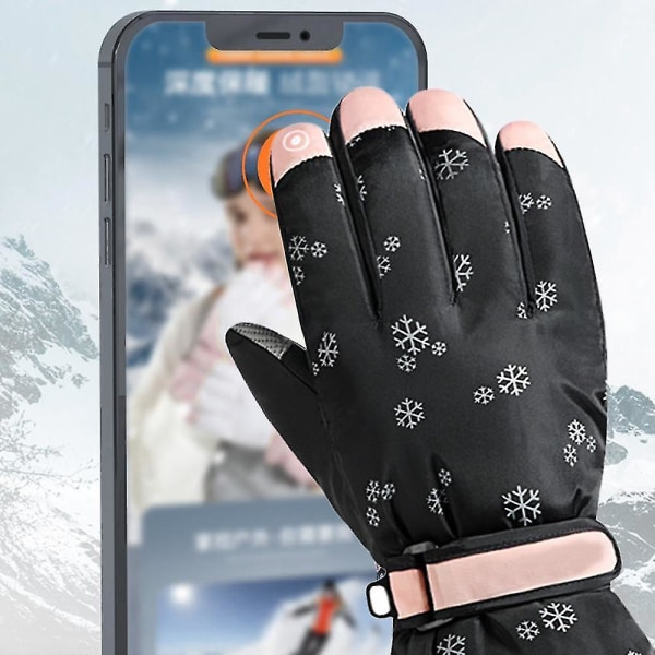 Vattentäta snöhandskar för vintern, varma neutrala skidhandskar Elegant Black (Snowflake) SK22
