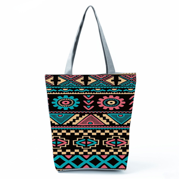 Håndtasker til Kvinder, Øko Genanvendelig Etnisk Stil Farverigt Geometrisk Mandala Mønster Bærbar 2022 Skuldertasker Shopper Tote Damer style 11