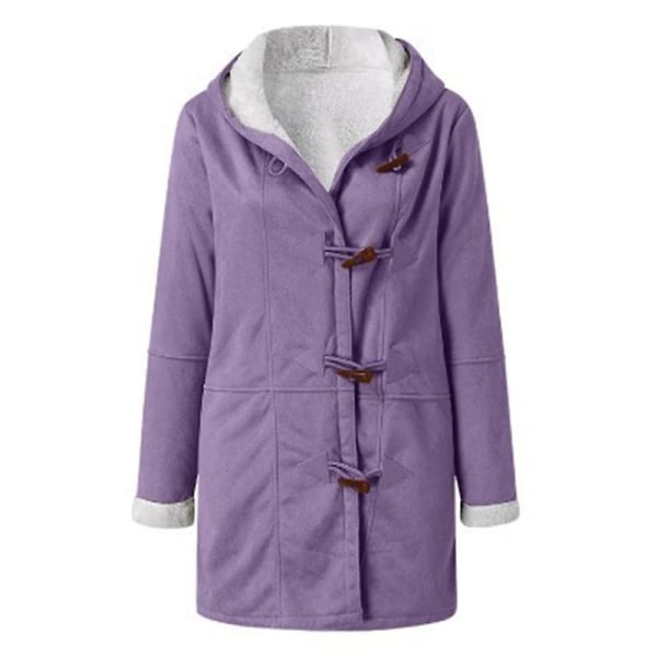 Plus size damkappa fleece huva kofta Casual långärmad värmande ytterkläder för hösten Purple XL