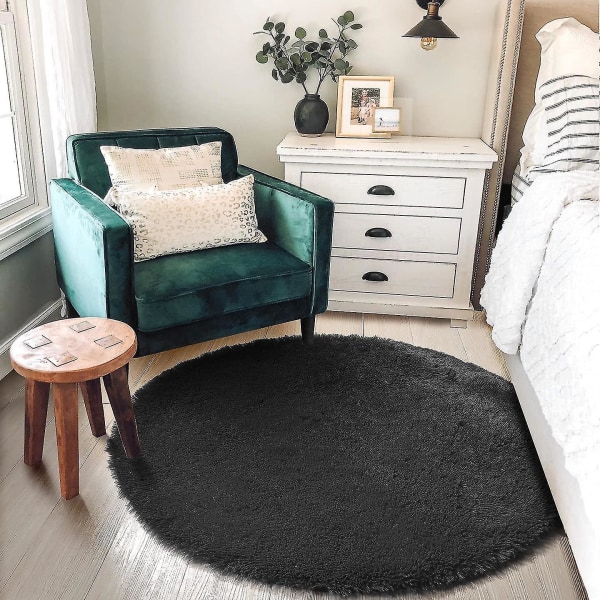 Tflycq Blush Rundt Teppe For Soverom, Fluffy Sirkelteppe 4'x4' For Barnerom, Pusseteppe For Tenåringsjenterom, Shaggy Sirkelteppe For Barnerom, Fuzzy P