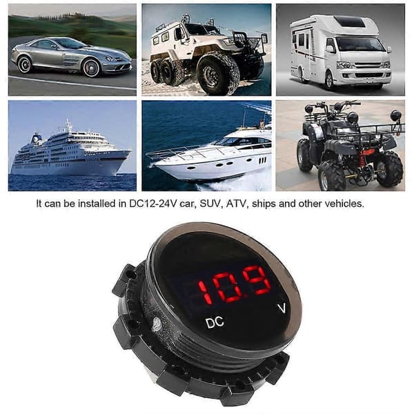 Modifisert motorsykkel voltmeter LED digitalt display spenningsmåler panelmeter (rød)