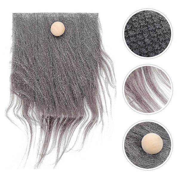 1 Set Falska Skägg och Träkulor Kit Förskurna Tomteskägg Tomte Tillverkningsmaterial