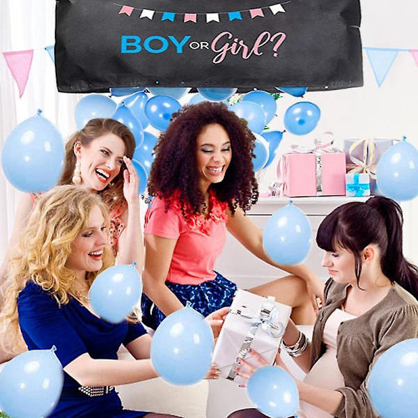 Baby Gender Reveal Party Tillbehör Återanvändbara Baby Födelsedagsfest Rekvisita Han Eller Hon Svart Ballongpåse Baby Shower Gender Reveal Party 2