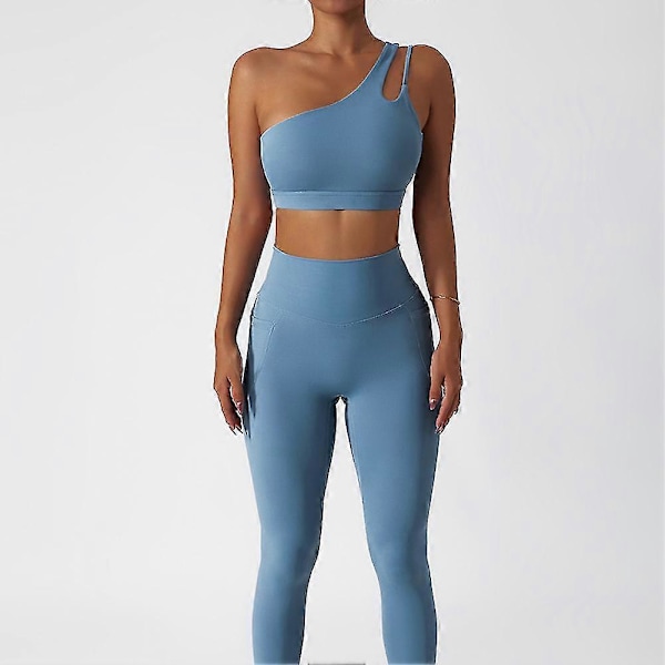 Skrå En Skulder BH Silkeagtig Åndbar BH Åndbar Pasform Fitness BH Apricot XL