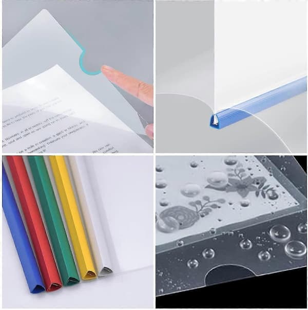 10 Ark Plast A4 Skyde Mapper, Klare Rapportomslag Mapper Med Skyde Skinne Bind