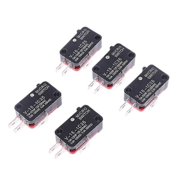 5st 250V 16A Säkerhets Mikrobrytare V-15-1C25 Rullspak Snäppfunktion