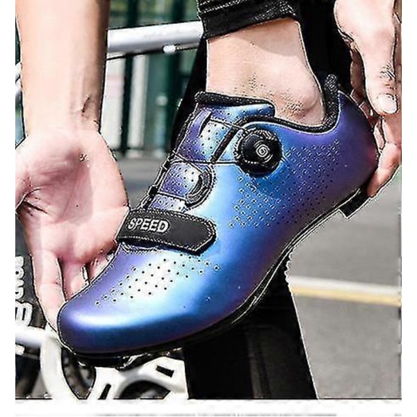 Låsbara cykelskor för landsvägscykling, bergsskor med hård sula, tävlingsskor och sportskor Bright Blue 44