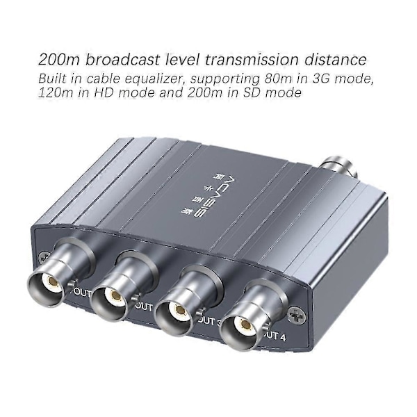 SDI Splitter 1 X 4 Multimedia Splitter SDI 1080p 60Hz Expander 1 Til 4 Port Adapter EU Plugg