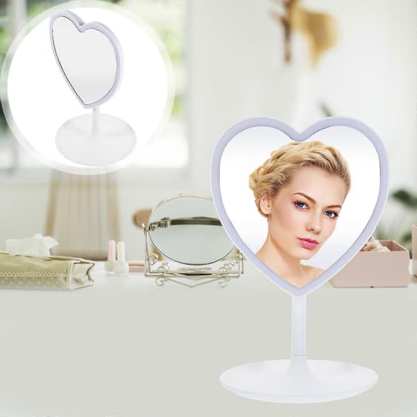 LED Makeup Spejl Hjerte LED Lys Spejl Studenter Bordplade Kosmetisk Spejl