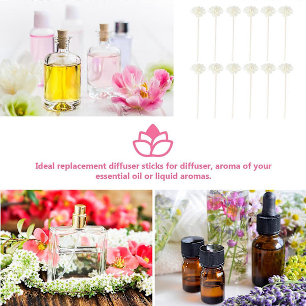 12 stk. Simuleret Blomsterformet Aroma Pinde Diffuser Pind Håndværksgaver Hvid