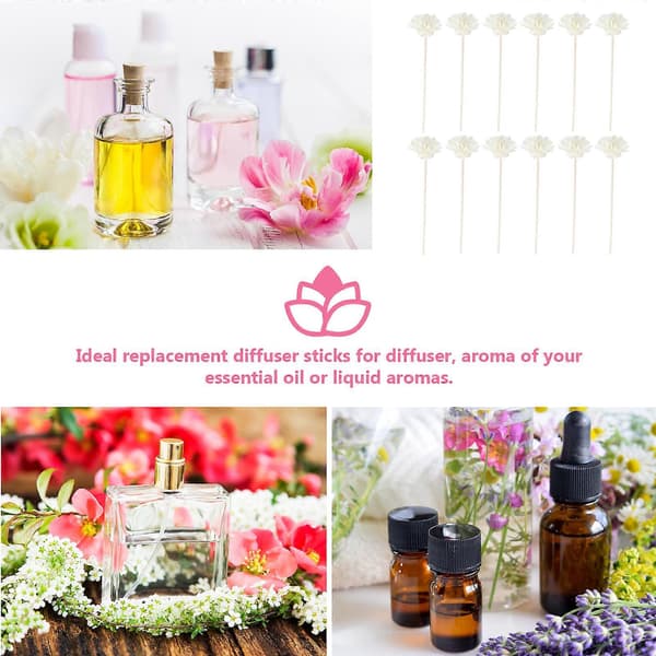 12 stk. Simulerte Blomsterformede Aromapinner Diffuserpinner Håndverksgaver Hvit