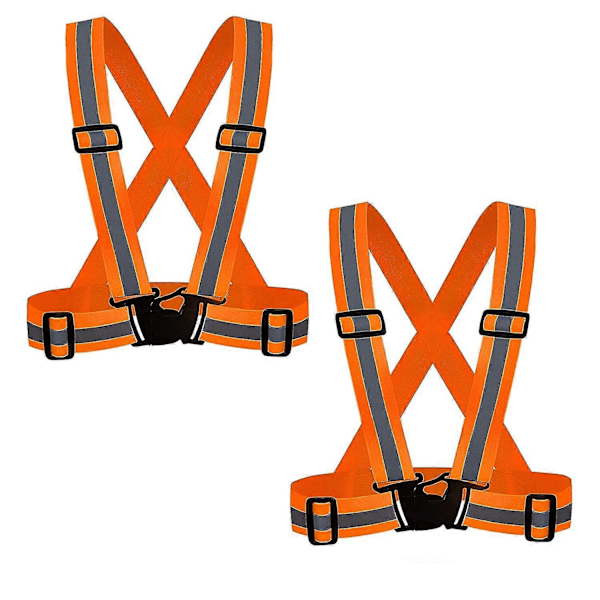 2-pack Varselvästar med Hög Synlighet - Justerbara Neon Reflexbälten, orange