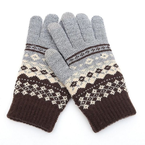Vinterhandskar i kashmir för kvinnor, stickade kashmirhandskar för kvinnor och män, varma, tjocka handskar för höst och vinter, skärmhandskar för skidåkning Style 2 gary