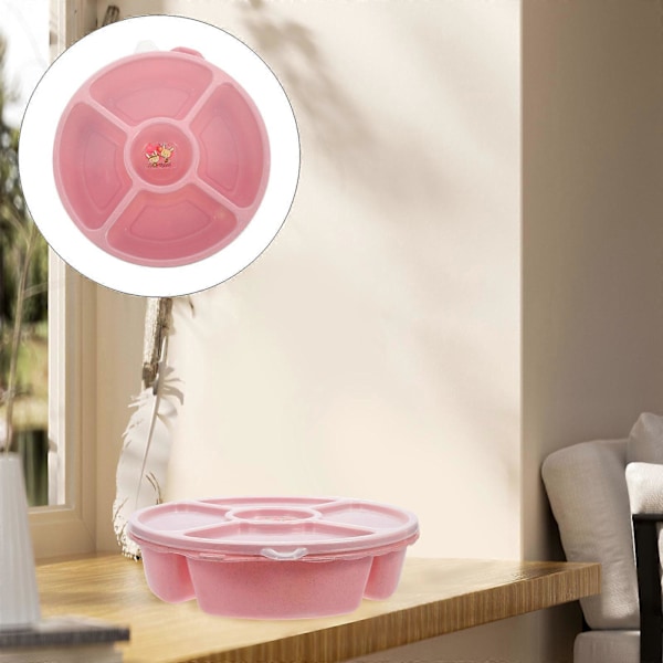 Kreativ Plast Multifunktionell Snacks Serveringsbricka med Lock för Hemmet (Slumpmässig Färg)