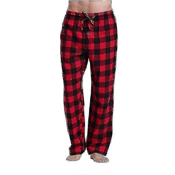 Miesten pyjamahousut taskuilla, miesten pehmeät flanellipyjamahousut red M