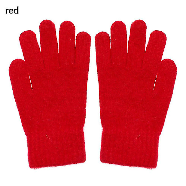 1 par Vinter Elastiska Ull Cashmere Cykelkörhandskar Hel Finger Vantar Dam Herr Mode Utomhus Skidhandskar Red