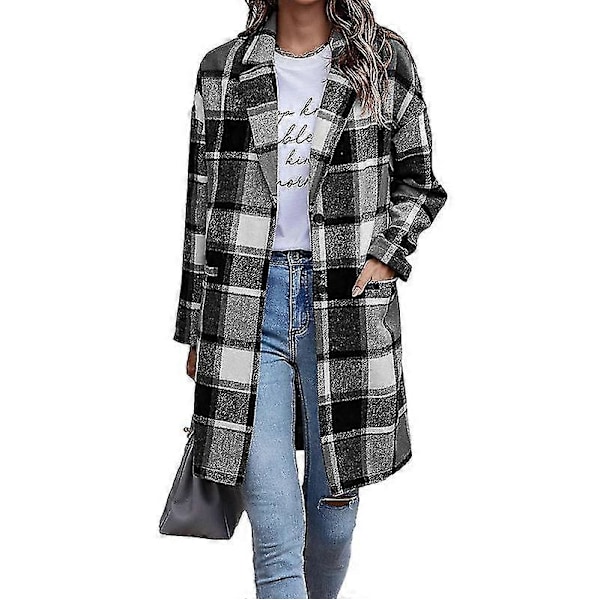 Dam Rutig Jacka Mellanlång Trenchcoat Höst Ulljacka Black M