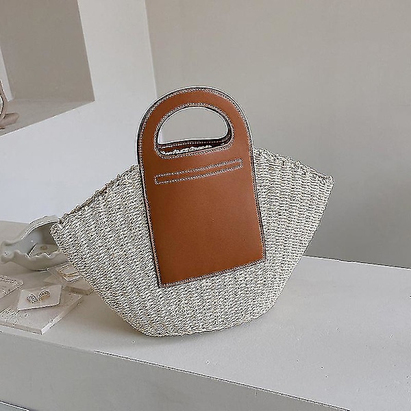 Dame Håndtaske Enkel Stråtaske Beige