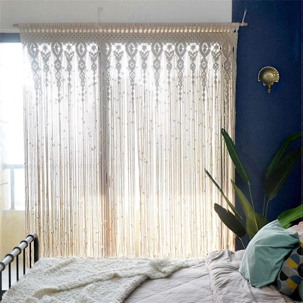 2x Macrame Vægophæng Vævet Gobelin Macrame Dørhængende Rumdeler Macrame Gardiner