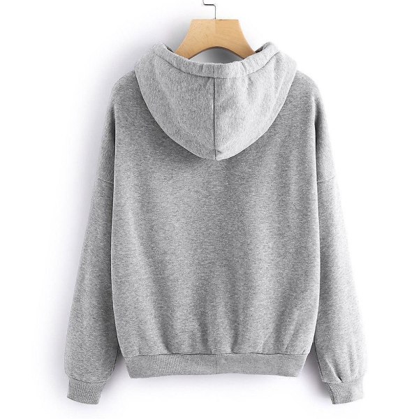 Printed Hoodies Långärmad Hood Sweatshirt Casual Lösa Pullover Toppar Grey L