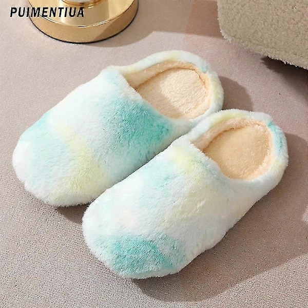 Gradient vinter inomhus damtofflor hus plysch mjuka varma bomullstofflor halkfria golvskor hem herr fluffiga tofflor sovrum A skin red 40-41