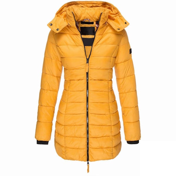 Dame Varm Hætte Dunjakke Casual Slim Frakke Puffer Jakke Dame Quiltet Letvægts Puffer Jakke - khaki Yellow XL