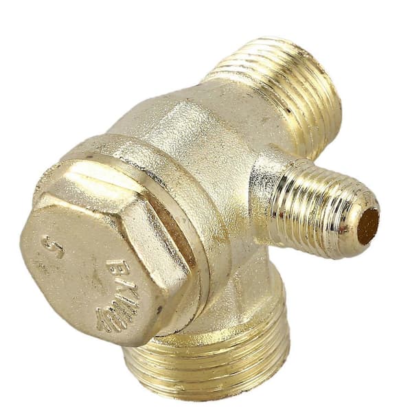 2/5\" 3/8\"pt 1/2\"pt Han Gevind 3 Vejs Metal Luftkompressor Kontraventil Guld Tone