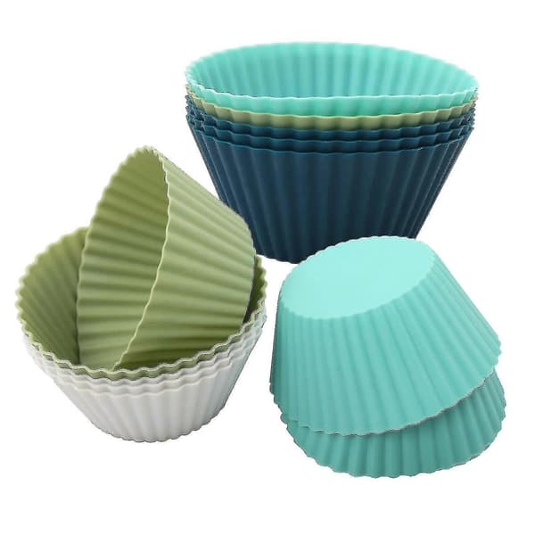 Muffinsformar, 12-pack Återanvändbara Bakformar i Silikon, Non-stick Kakformar, Silikonformar för Muffins