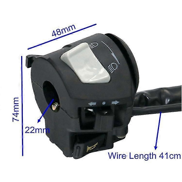 22mm Motorcykelstyre Vänster Höger Brytare Signalhorn Blinkers Strålkastare Elektrisk Start Styret C