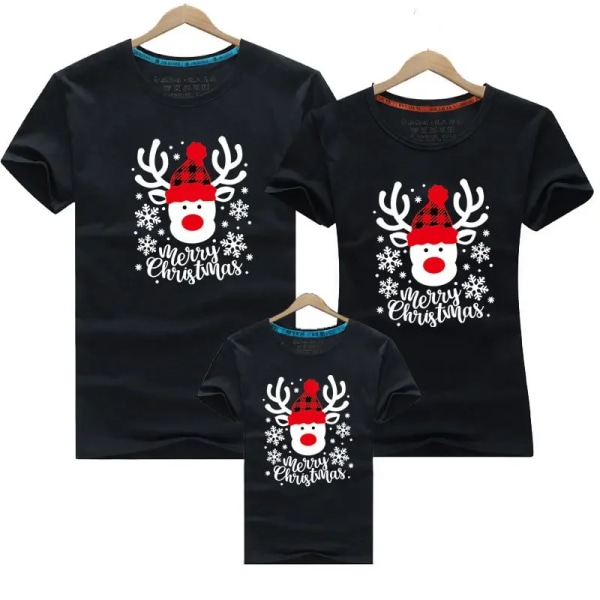 Jul T-shirt 3-delat set Jul familj matchande T-shirt bomull mor-dotter far son topp T-shirt Julklapp black Dad 2XL