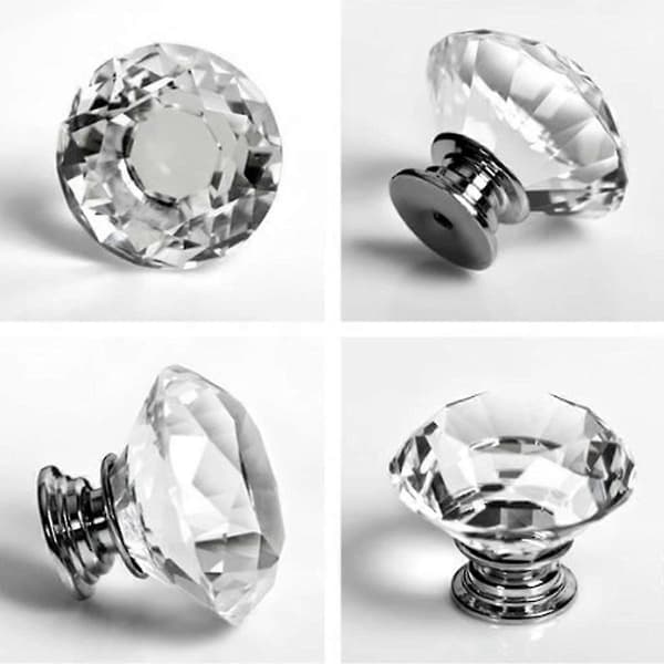 12 st 30mm Glas Er Knoppar Er Knoppar Drag S Kit Skåpsknoppar (silver)
