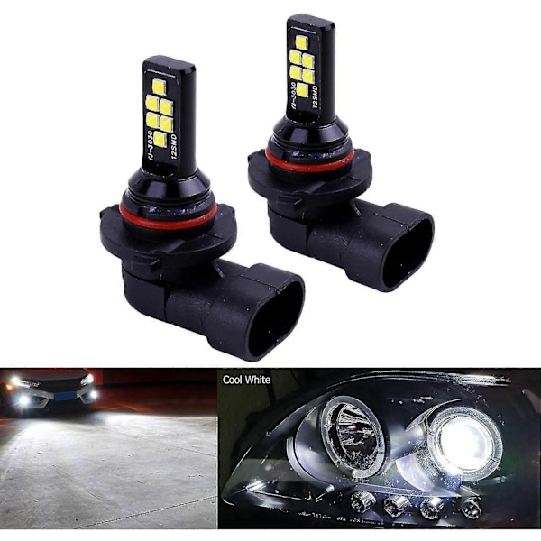 2x Hb4 9006 Led Tåkelyspære Avansert 3030 Smd Kjørelys Drl Lampe, Kald Hvit 6000k