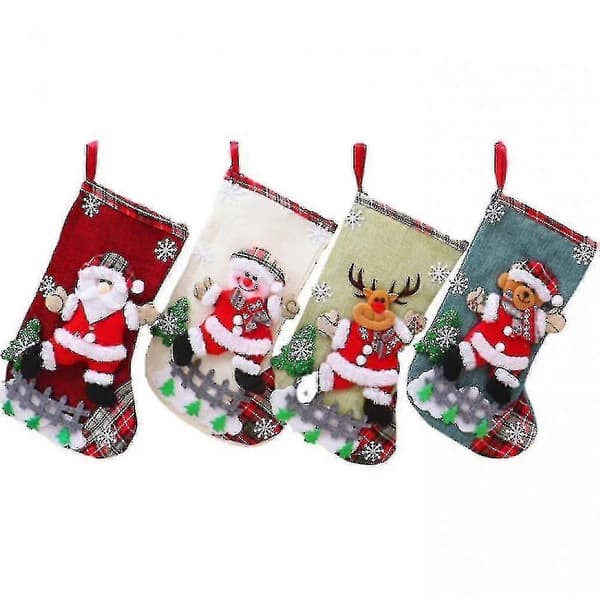4 st Julstrumpa Presentpåse Godis Presentpåse Julgransprydnad Strumpor
