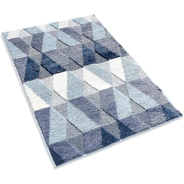 Tflycq Kylpymatto Juoksija Suuret Kylpyhuoneen Matot 24\" X 40\" Sininen Imukykyinen Lattiajalkamatto Pörröinen Mikrokuitu Geometrinen Pehmuste Suihkumatto Juoksija, Sininen