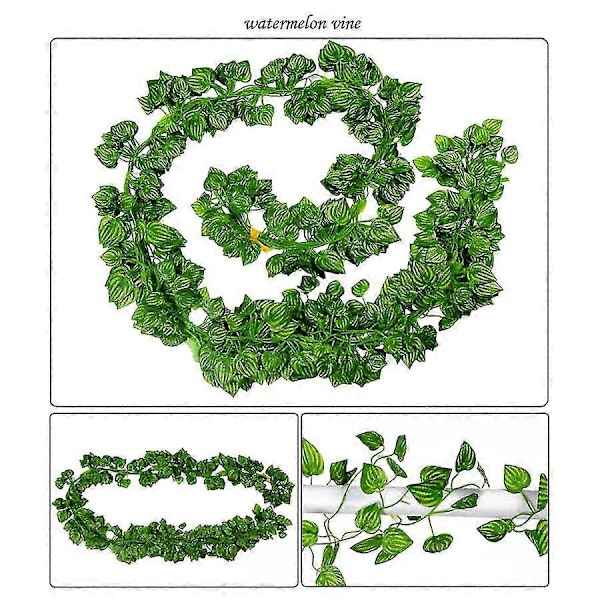 2 st 2 m långa konstgjorda växter gröna murgrönsblad konstgjord vinranka falskt Parthenocissus bladverk L