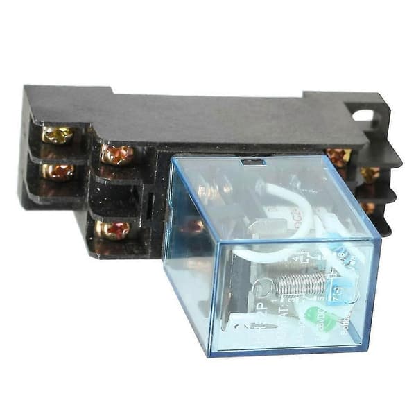 Hh52p Dc 24v Spole Dpdt 8 Ben Elektromagnetisk Relæ Med Dyf08a Base, Sort+ Klar Blå