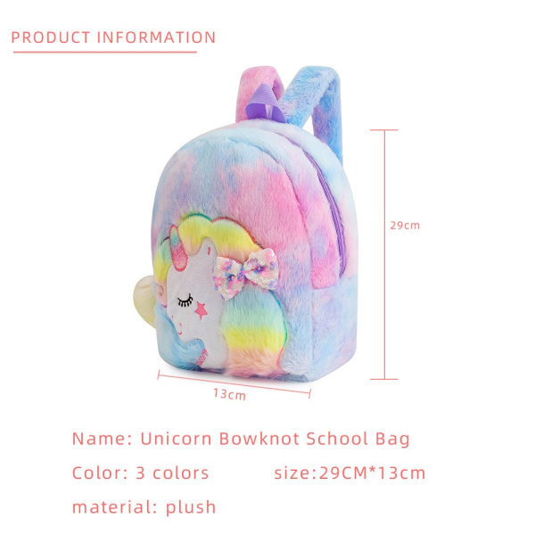 Plysch Unicorn Ryggsäck Söt Mini Unicorn Ryggsäck 1 big