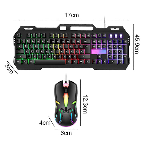 Trådbundet Gamingtangentbord med Mus-set Ergonomisk Symmetrisk Design Exakt Kontroll Bakgrundsbelyst Mekaniskt Tangentbord Mus