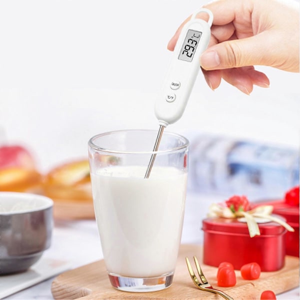 Matlagingstermometer LCD-skjerm Øyeblikkelig Avlesning Rustfritt Stål Digital Temperatursensor for Kjøkken