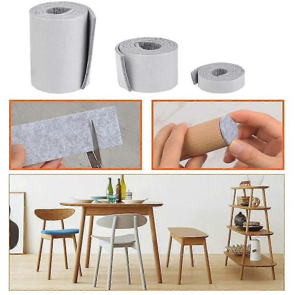 Filtglidere Selvklæbende 3 stk. Filt Tape, 2 cm / 5 cm / 10 cm Klæbende Filt