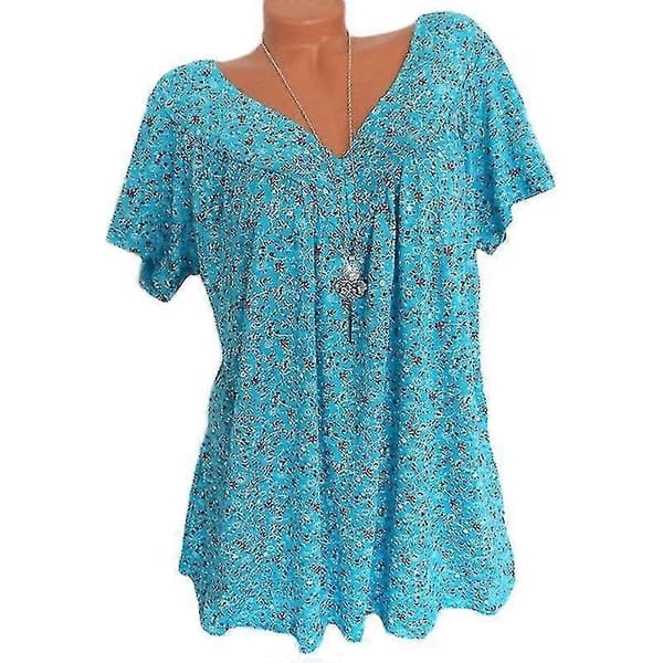 Kortärmad Lång Topp för Dam Blue 3XL