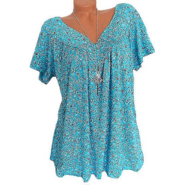 Kortermet lang topp for kvinner Blue 4XL
