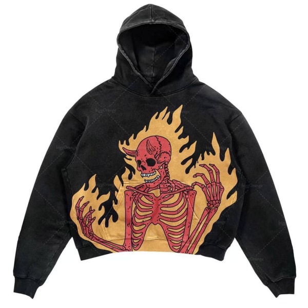 punkdesign print luvtröja harajuku streetwear y2 mode oversized hoodie hip hop gotisk långärmad style 6 XL
