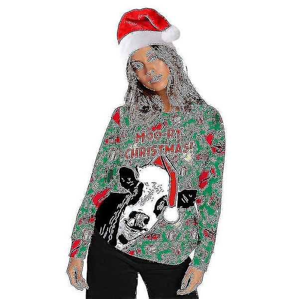 Unisex Julegenser 3D Digitaltrykk Julebord Rund Hals Genser Pullover BFT160 L