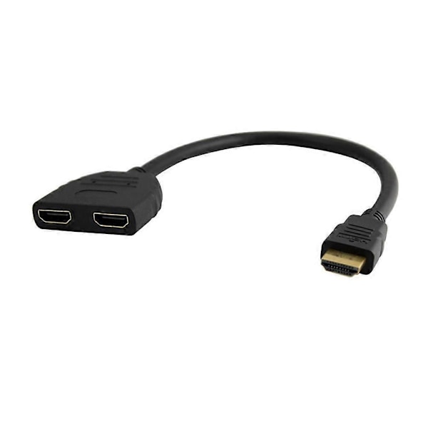 1 indgang 2 udgange Han til Dobbelt Hun Splitter Sort Kabel Adapter Konverter A/V 1080p
