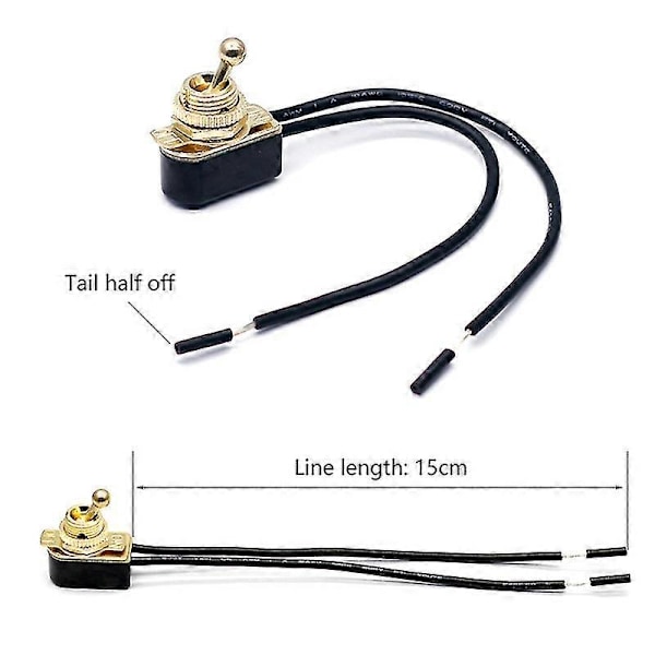 AC 250V 6A On/Off Præ-kablet Standard Vippekontakt Med Ledningskabel MT-2021 SPST