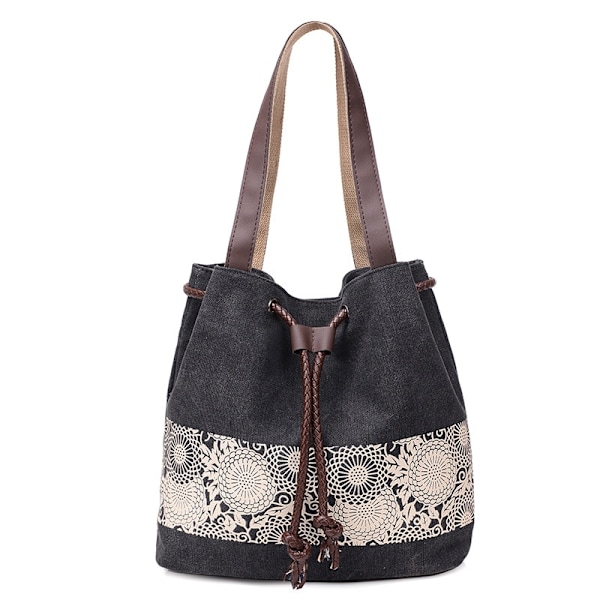 Europeisk og amerikansk mote for kvinner, koreansk stil, skulderveske i canvas Black