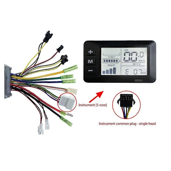 Ebike Til Jn 15a Firkantbølge Sm Med Lys Controller Gn01 Display Til 36v/48v 250w/350w Elektrisk M