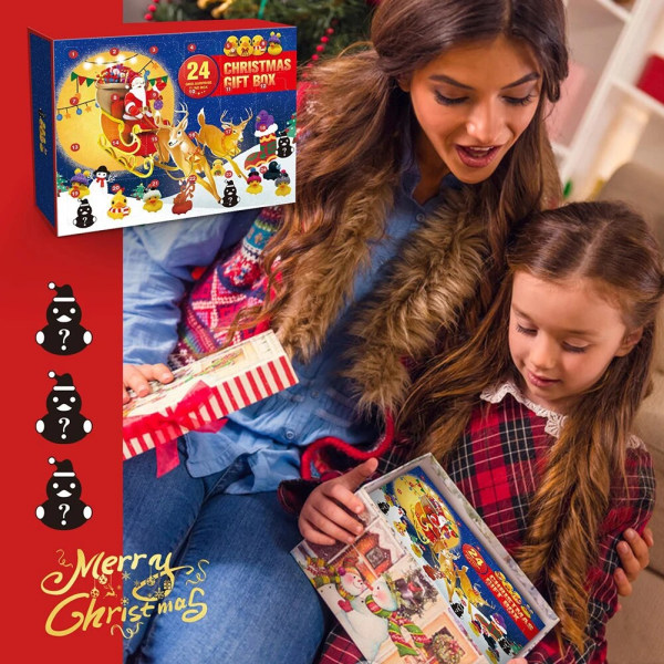 24 dagars nedräkning jul adventskalender Set Söt julsnögubbe gummianka kalender Juldekoration för hembarn style 1