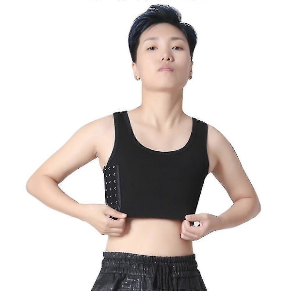 Tomboy Lesbisk Pustende Brystbinder Kort Korsett Vest Pustende Elastisk Sports-BH Tank Top (Ruipei)